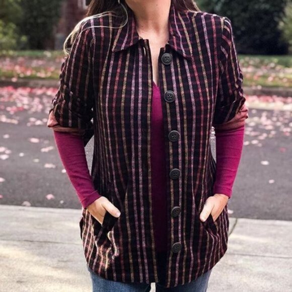 Cabi Women's Frontier Jacket #4061 Button Front Brown Flannel Plaid Size Small - Picture 1 of 8